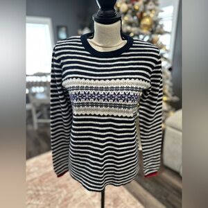 Y2K Vintage J CREW Snowflake Wool Sweater Fair Isle Ski Nordic Holiday Women M